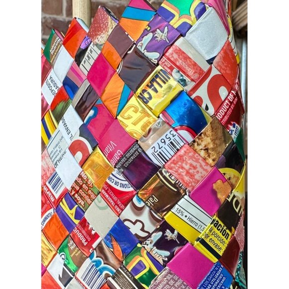 Novelty Pattern Candy Wrappers Multicolored Shoulder Purse 6.5" Tall - Picture 12 of 14